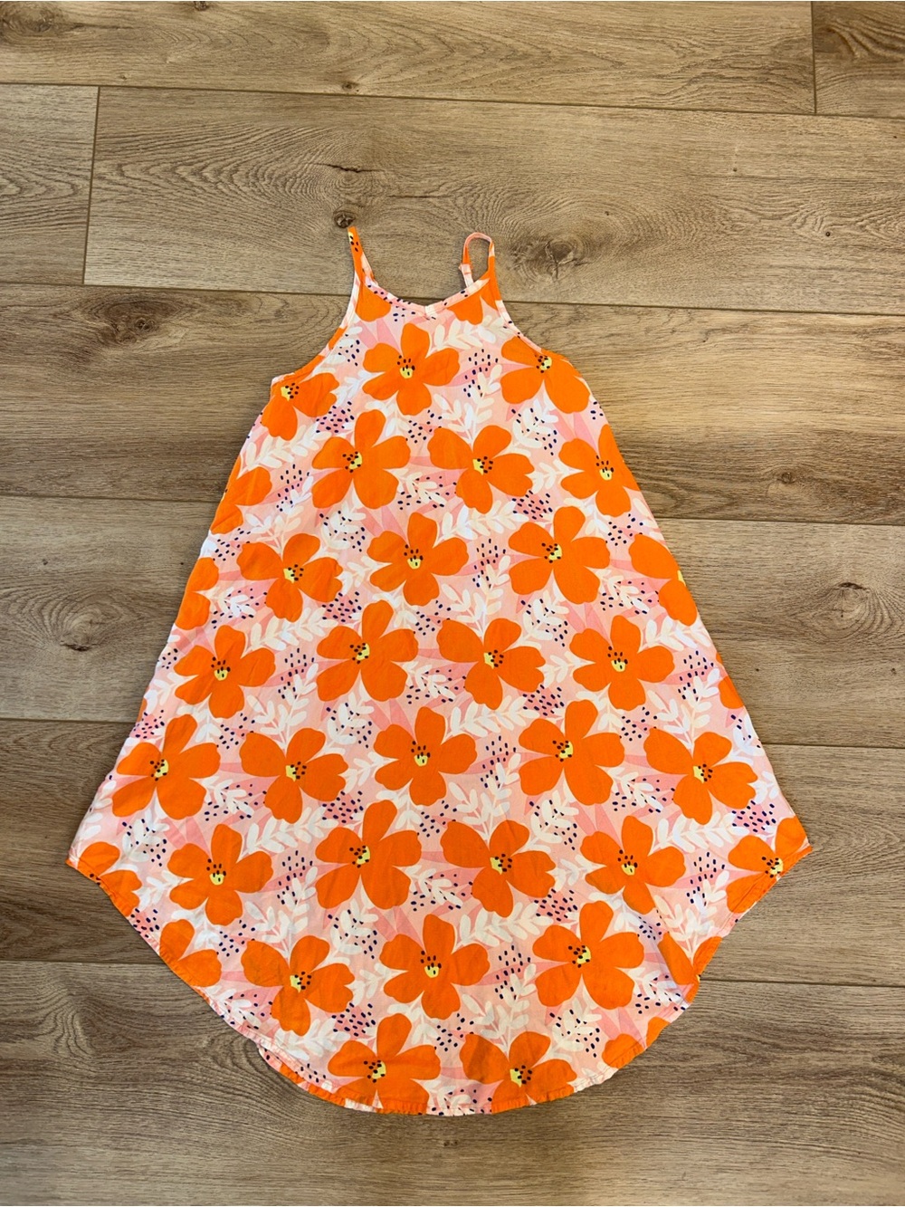 Girls Orange Floral Tank summer Dress